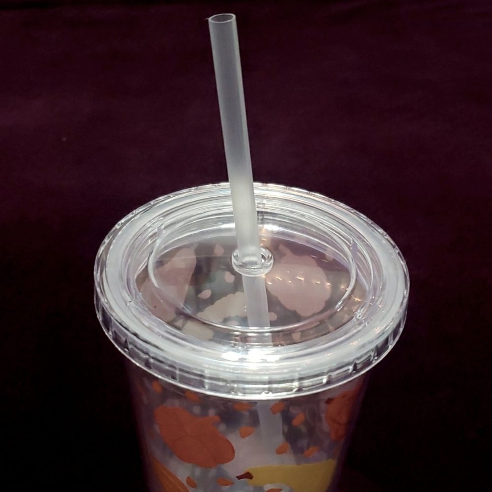 SOLD!! Fall Autumn Themed Cold Drink Tumbler w/ Lid & Reusable Straw - Picture 4 of 9